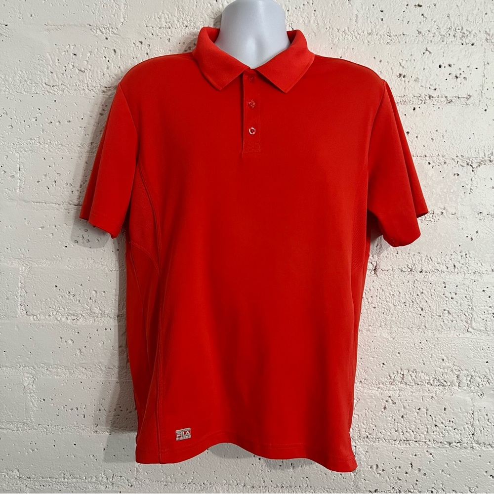 Fila Sport Polo Shirt L Orange Performance Sport Golf Short Sleeve Q12